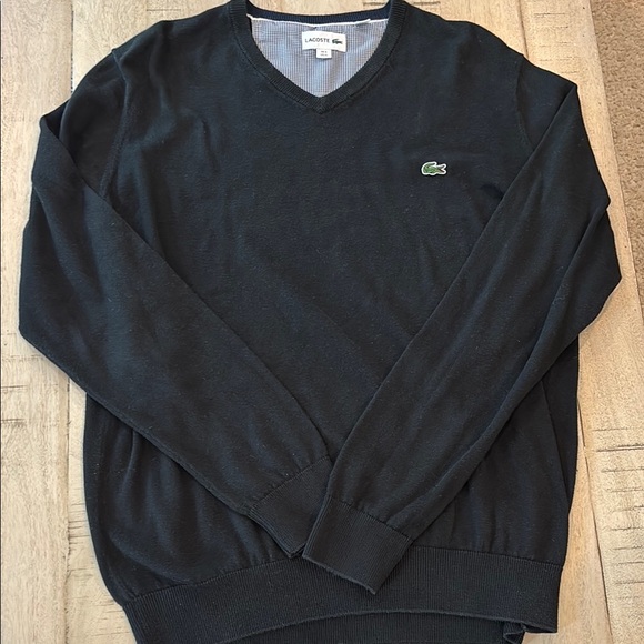 Lacoste Men's Black V-Neck Sweater - Picture 4 of 6